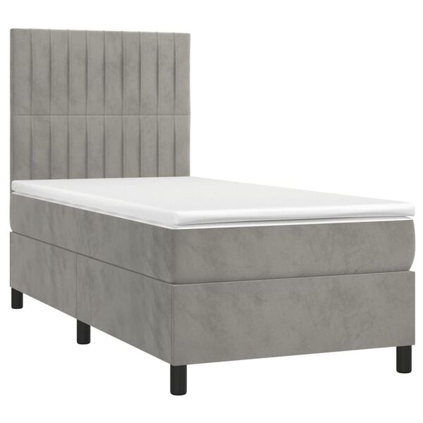 vidaXL Cama box spring con colch&oacute;n terciopelo gris claro 100x200 cm