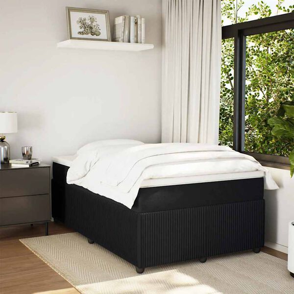 vidaXL Cama box spring con colch&oacute;n terciopelo negro 120x190 cm