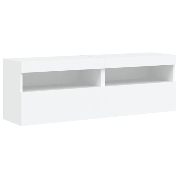 vidaXL Muebles de TV de pared con luces LED 2 uds blanco 60x30x40 cm