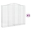 vidaXL Cestas gaviones 5 uds forma de arco hierro 200x30x160/180 cm