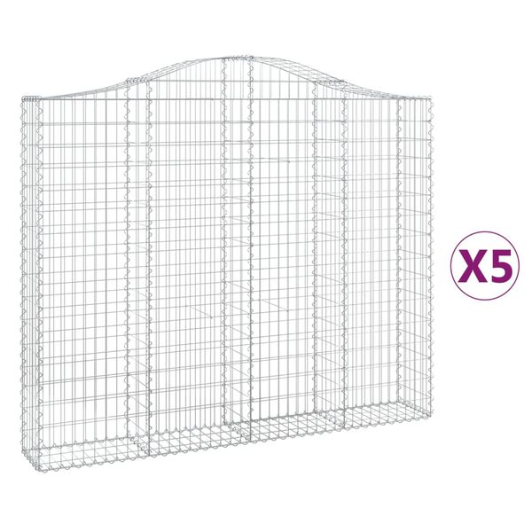 vidaXL Cestas gaviones 5 uds forma de arco hierro 200x30x160/180 cm