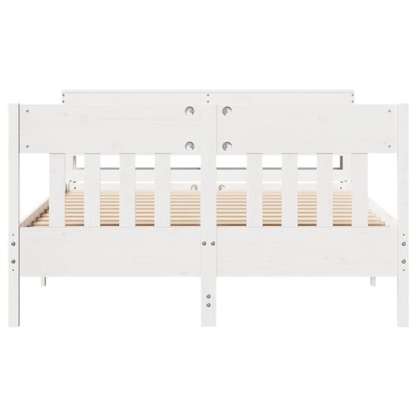 vidaXL Estructura de cama sin colch&oacute;n madera de pino blanca 150x200 cm