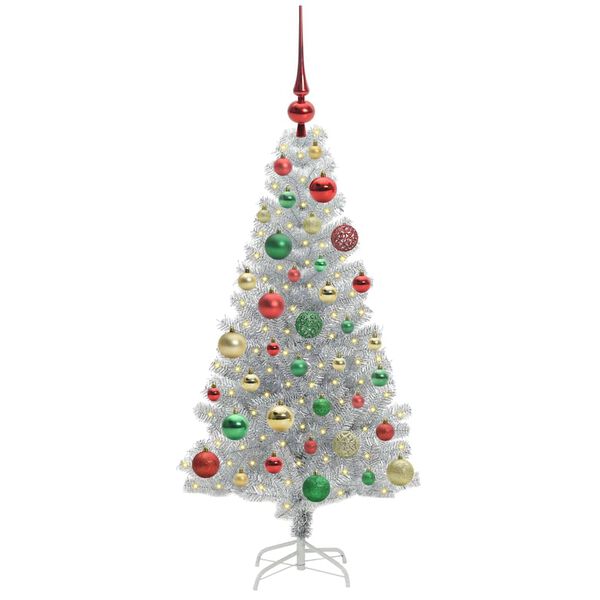 vidaXL &Aacute;rbol de Navidad con 150 LED con soporte Plateado 120 cm PET