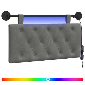 vidaXL Cabecero colgante Con luz LED Gris oscuro Terciopelo
