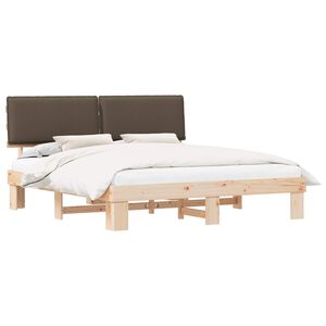 vidaXL Estructura de Cama con Cabecera Tapizada Taup&eacute; 200 x 200 cm