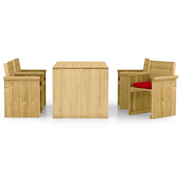 vidaXL Set de comedor jard&iacute;n 5 pzas con cojines madera pino impregnada