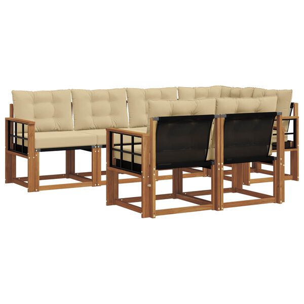vidaXL Conjunto de sof&aacute;s de exterior con coj&iacute;n 7 pcs Natural y Beige