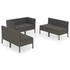 vidaXL Set de muebles de jard&iacute;n 6 pzas y cojines rat&aacute;n sint&eacute;tico gris