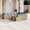 vidaXL Set de sofás de jardín 11pzas con cojines ratán sintético beige