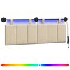 vidaXL Cabecero colgante Con luz LED Crema Tela