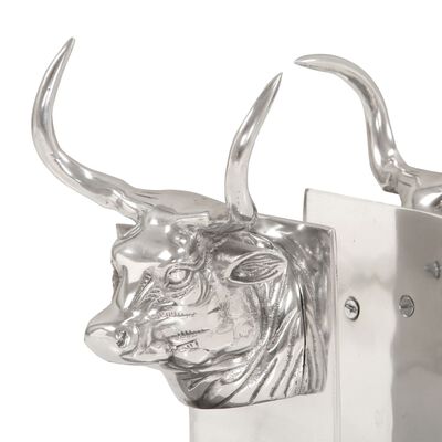 vidaXL Sujetalibros forma de cabeza de vaca 2 uds aluminio plateado