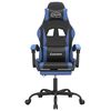 vidaXL Silla gaming con reposapi&eacute;s cuero sint&eacute;tico negro azul