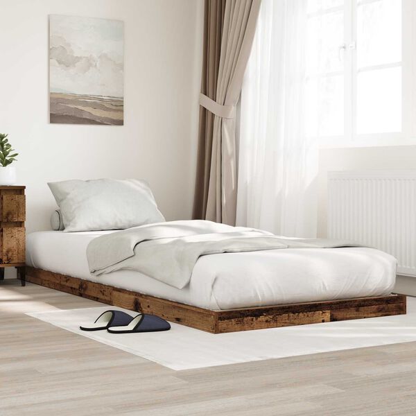 vidaXL Estructura de Cama de Suelo Madera vieja 100 x 200 cm