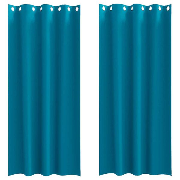 vidaXL Cortinas Opacas con Anillas 2 pcs Tuquesa 245 x 140 cm