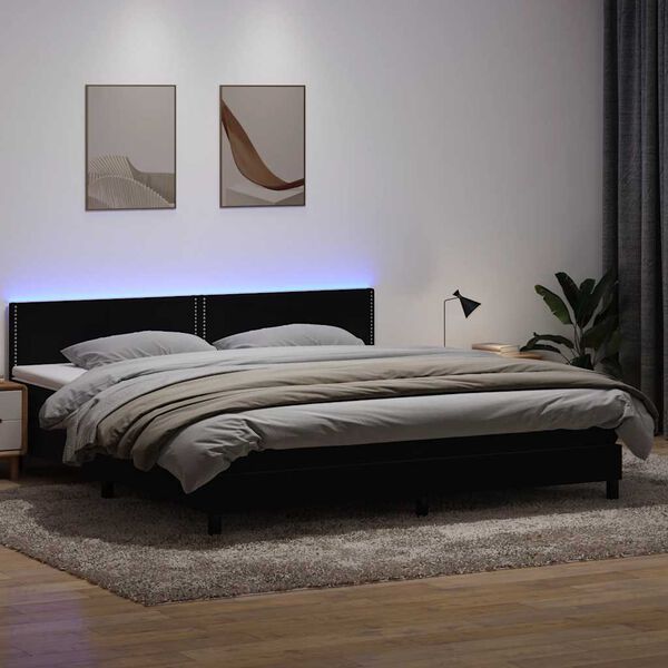 vidaXL Cama box spring con colch&oacute;n y LED terciopelo negro 200x210 cm