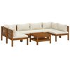 vidaXL Muebles de jard&iacute;n 7 pzas cojines crema madera maciza de acacia