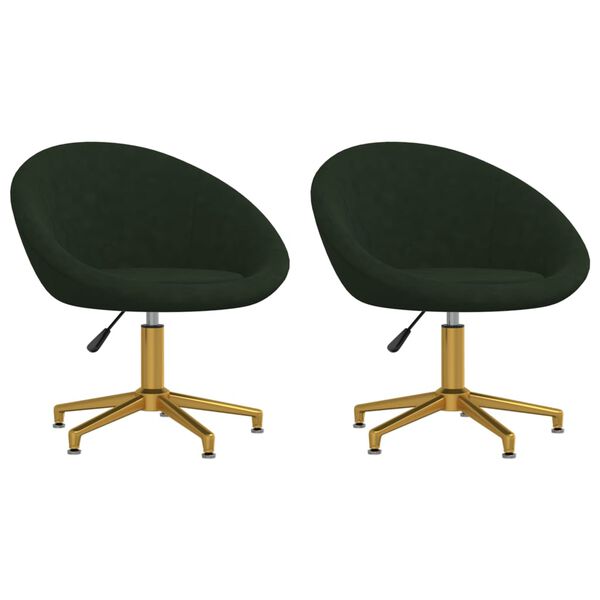 vidaXL Sillas de comedor 2 unidades terciopelo verde oscuro