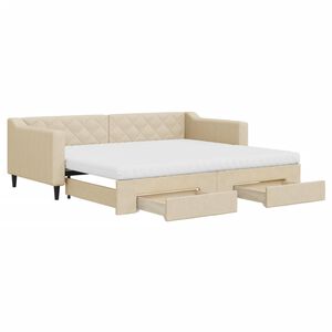 vidaXL Sof&aacute; cama nido con cajones tela color crema 90x200 cm