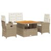 vidaXL Set de comedor jard&iacute;n con cojines 4 pzas rat&aacute;n sint&eacute;tico beige
