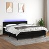 vidaXL Cama box spring con colch&oacute;n LED tela negro 180x200 cm