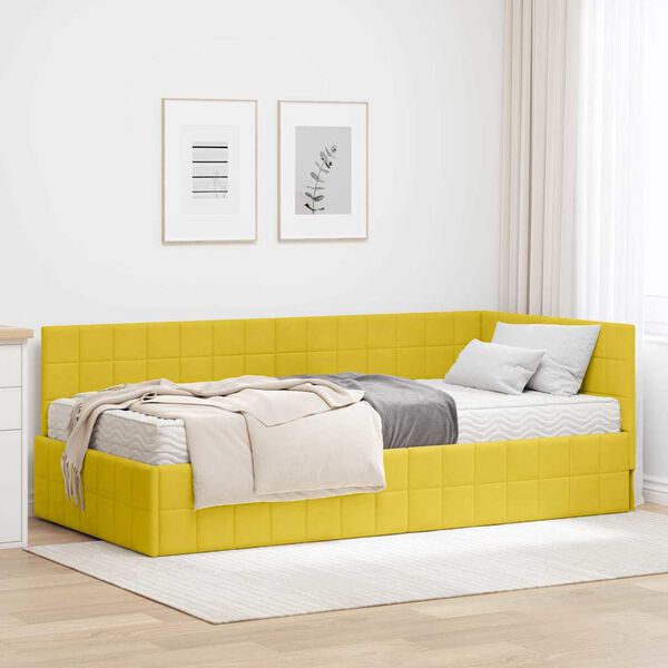 vidaXL Estructura de Cama Esquina con Colch&oacute;n Manual 2 pcs Amarillo