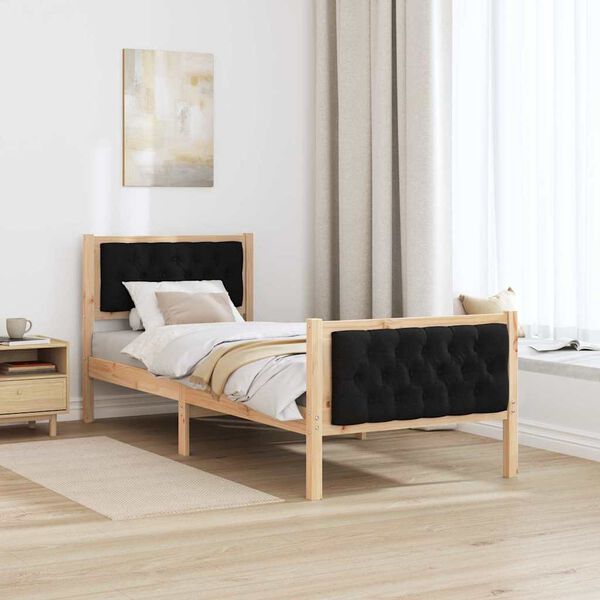 vidaXL Estructura de cama Negro 80 x 200 cm Madera de pino macizo