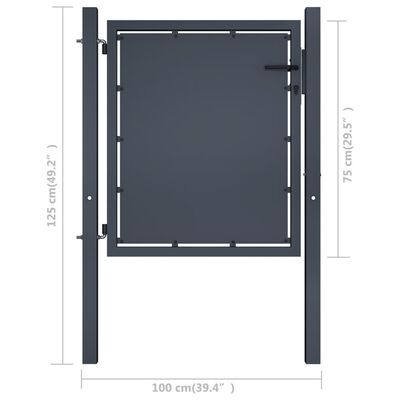 vidaXL Puerta de valla para jardín acero gris antracita 100x75 cm