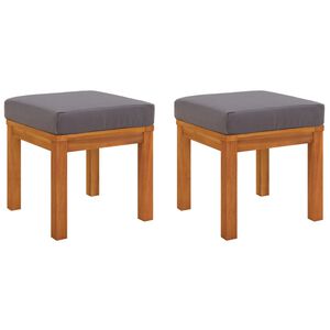 vidaXL Taburetes de jard&iacute;n con cojines 2 uds madera acacia 40x40x34 cm