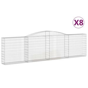 vidaXL Cestas de gaviones 8 uds forma de arco hierro 400x30x100/120 cm