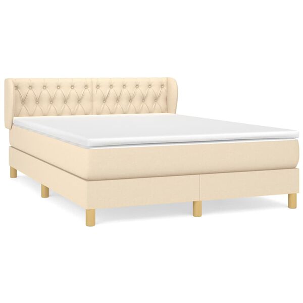 vidaXL Cama box spring con colch&oacute;n tela color crema 140x200 cm