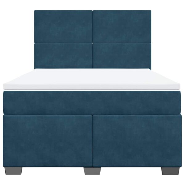 vidaXL Cama box spring con colch&oacute;n terciopelo azul 160x200 cm