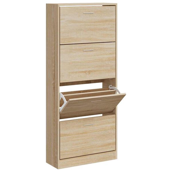 vidaXL Zapatero madera contrachapada roble Sonoma 63x24x147 cm