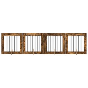 vidaXL Puerta de perro con soportes 4 pcs Roble Ahumado 80 x 80 cm