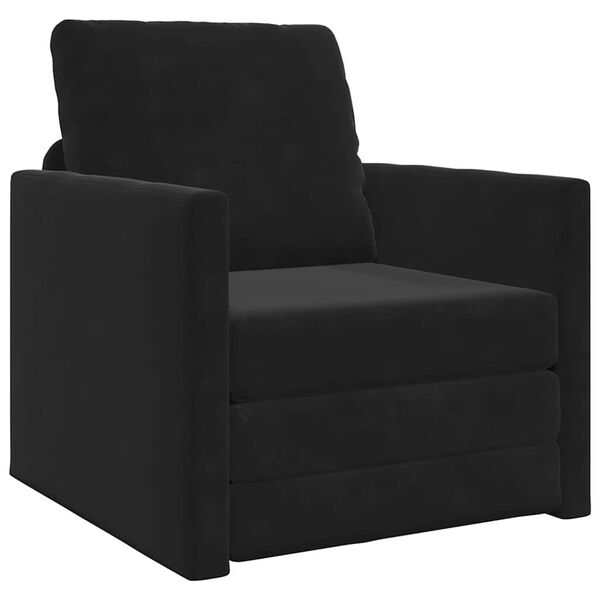 vidaXL Sof&aacute; cama Negro 74 x 77 x 81 cm Terciopelo