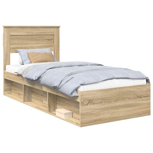 vidaXL Estructura de cama con cabecera Roble Sonoma 90 x 200 cm