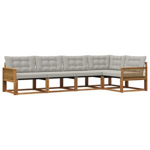 vidaXL Conjunto de sof&aacute;s de exterior 5 pcs Natural y Gris Claro