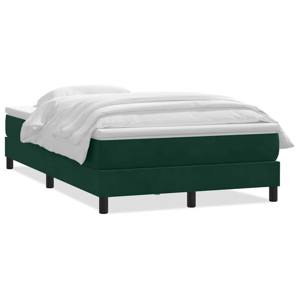 vidaXL Cama box spring con colch&oacute;n terciopelo verde oscuro 120x210 cm