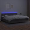 vidaXL Cama box spring colch&oacute;n y LED cuero sint&eacute;tico gris 200x200 cm