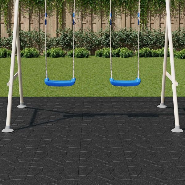 vidaXL Piedra decorativa 6 pcs Negro 40,5 x 40,5 x 2 cm Goma