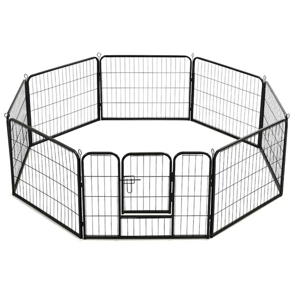 vidaXL Corral para perros 8 paneles de acero 60x80 cm negro