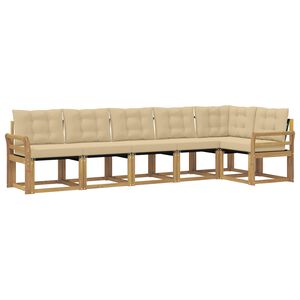 vidaXL Conjunto de sof&aacute;s de exterior con coj&iacute;n 6 pcs y Beige