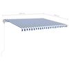 vidaXL Toldo autom&aacute;tico LED sensor de viento azul y blanco 450x350 cm