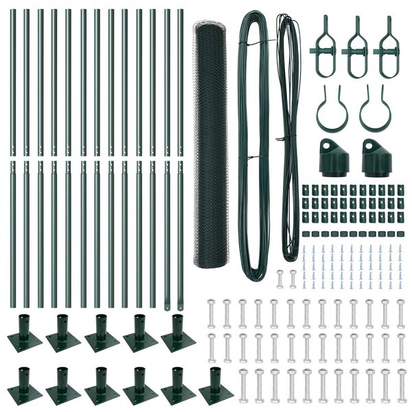 vidaXL Poste de Valla Verde 25 x 0,8 m (malla de 13 mm) Acero y PVC