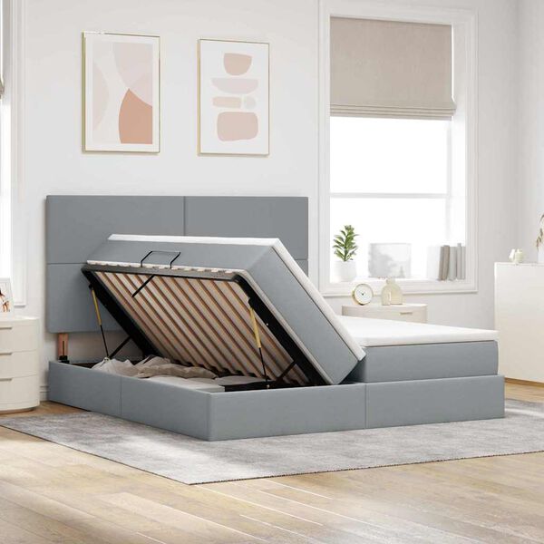 vidaXL Cama con almacenamiento Gris Claro 180 x 200 cm Cuero sint&eacute;tico