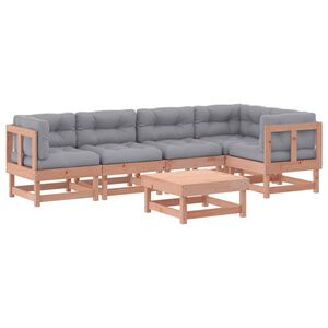 vidaXL Juego de muebles jard&iacute;n 6 pzas y cojines madera abeto Douglas