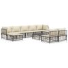 vidaXL Juego de muebles de jard&iacute;n 10 pzas y cojines rat&aacute;n PE antracita