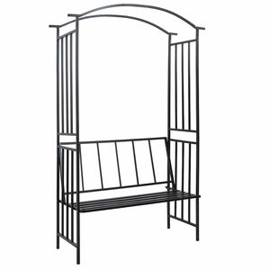 vidaXL Arco de jard&iacute;n con banco hierro negro 128x50x207 cm