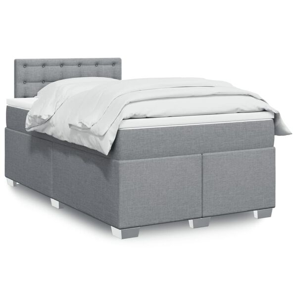 vidaXL Cama box spring con colch&oacute;n tela gris claro 120x190 cm