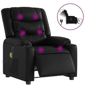 vidaXL Sill&oacute;n de masaje reclinable el&eacute;ctrico cuero sint&eacute;tico negro