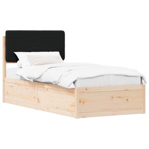 vidaXL Estructura de Cama con Cabecera Tapizada Negro 80 x 200 cm